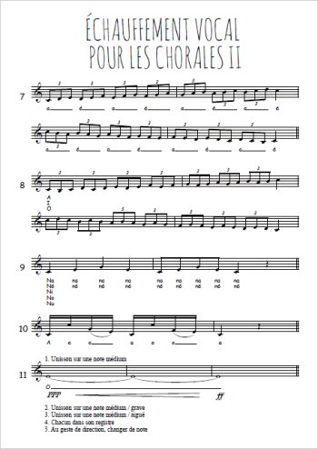 Echauffement vocal II Partitions gratuites